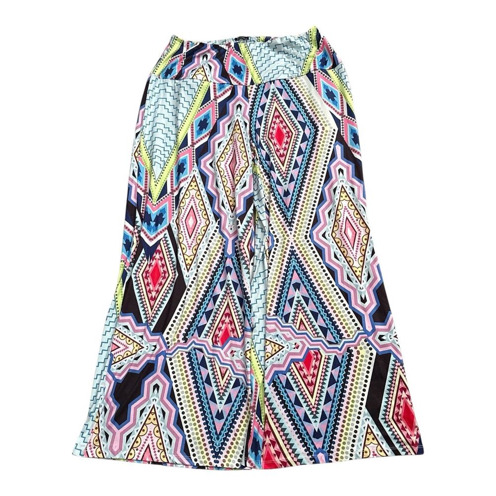 Arolina Palazzo Pants Womens XXL Boho Tribal Aztec Wide Leg Pull On Stretch